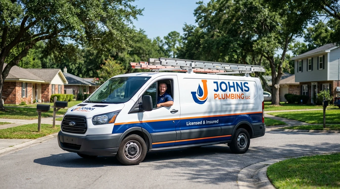 Johns Plumbing LLC service van in Lewisville, TX
